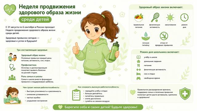 31 августа - 6 сентября Неделя продвижения здорового образа жизни среди детей